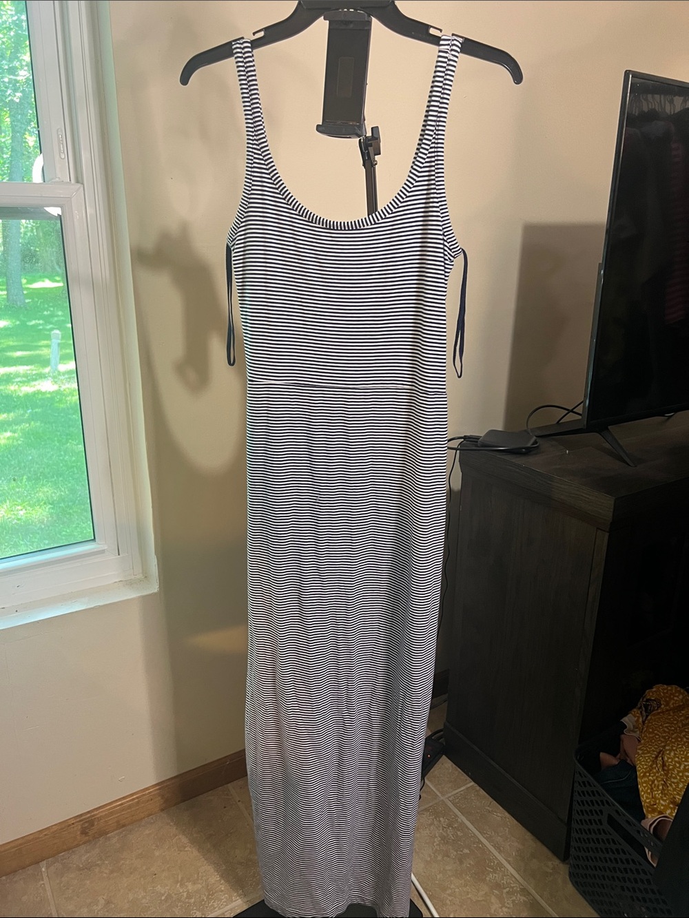 GAP Black and White Striped Maxi Dress